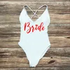 Women's Swimwear Hen Bachelor Party Woman One Piece Swimsuit Bride Team Diamond Sexy Pad Swimsuits Girl Summer Bathing Suit Micro Bikini