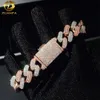 Nouveau design hip hop populaire spécial 16 mm Two Tone Sier mixte rose doré bracelet Moisanite Cuban Link