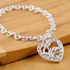 Bracelets de liaison mode Valentin Gift Silver Color Brand Heart Hollow Out Bracelet For Women Jewelry Wholesale