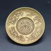 Dekorative Figuren antikes Kupfer vier Jahreszeiten Ruyi Teller Tee -Tablettschmuck