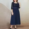 Women Dress O-Neck Half Sleeve Waist Tight Dress High-Waist A-Line Evening Dress Long Dress Female Clothing 240415