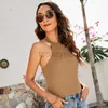 Kvinnors t -shirt sexiga tees stickade halsringning Suspender Small Vest 2024 Summer Women's Sexy Backless Short Sleeveless Top Plus Size Tops