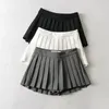 Zoki Sexy Women Pleated Skirts High Waist Summer Vintage Mini Skirts Korean Tennis Student White Designed Dance Skirt 240419