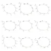 Tornozeleiras 304 Aço inoxidável Corrente de cabos de ligação pequena e liga para mulheres Jóias de joalheria cor de prata com presente pendente 24,5cm (9 5/8 ") de comprimento
