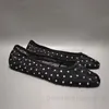 Chaussures décontractées Crystal Full Diamond Mesh Ballet Flats de luxe Sandales de concepteur de luxe Plats respirants pour femmes T240419