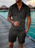 Summer 2024 Mens suit explosion super casual fashion sportswear 3d digital printed mens lapel short sleeve beach 240412