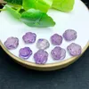 Länkarmband 5st Natural Amethyst Flower Carving Healing Reiki med Hole Fashion Jewelry For Friends Holiday Gift 13-15mm