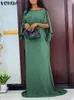 Casual jurken Vonda Boheemian Long Maxi Dress Autumn Women 3/4 Sleeve Holiday Robe Femme 2024 Solid Color Vintage Party Sundress