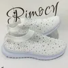 Chaussures décontractées Rimocy Crystal Sneaker en mailles respirantes pour les femmes confortables à fond doux plates plus taille 43 Femme non glissante