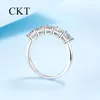 Cluster Rings For Women Princess Square Row Diamond 2 Moissanite Ring Luxury Platinum Pt950 Wedding Fine Jewelry Girlfriend Gift