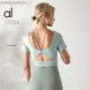 DESGINER ALUOOO YOGA ALOE Top Shirt Domande Donna Originini Womens Bellissima Ombre Oombro Exposto T-Shirt Shirt Croce Sport elastico Sport elastico e reggiseno di fitness