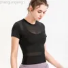 Desginer Alooo Yoga Shirt Woman Origintop Fitnessセクシークイック乾燥薄い短い袖のTシャツ女性用