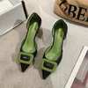 Dress Shoes Ladies 2024 Summer Slip-on Party Women's Pumps Pointed Toe Fashion Mid Heels Elegant Women Office And Sandals