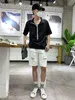 Hongkong Style All-Match Match Broy White Risped Denim Shorts Mens Straszna modna letnia ogolona przycięte spodnie 240408