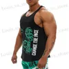 T-shirts masculins Bodybuilding Tops Tops Gyms Workout Cotton Slveless Clothes Running Stringer Singlet Male Summer Casual Ves T240419