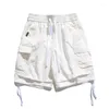 Shorts masculinos Cargo Casa elástica de cintura elástica Treinamento casual Quarter calças Ginásse Summer