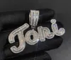 Верхнее AZ Custom Signature Letters Название подвесное ожерелье Bling T Кубический циркон хип -хоп 18K настоящие золотые украшения4131089