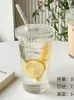 Vingglasögon minimalistisk vertikal randig kopp med lock ins hög estetiskt glas vatten hem mjölk kaffe gåva