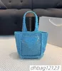 Designer tas draagtas strawtas strandtas mode mesh holle geweven voor zomerse stro zak zwarte abrikoos zomer geweven tas vakantiezak grote capaciteit boodschappentas