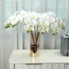 Dekorative Blumen 6 PCs 3D-Druck 7-Kopf-Schmetterling Orchideen Blumenbouquet Simulation Home Wohnzimmer Dekoration Künstliche Bonsai