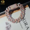 Nouveau design hip hop populaire spécial 16 mm Two Tone Sier mixte rose doré bracelet Moisanite Cuban Link