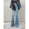 Women's Jeans Deeptown Y2k Vintage Flare Women High Waist Wide Leg Blue Denim Pants Ladies Autumn Korean Style Gyaru Streetwear Trousers