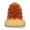 Mänskliga lockiga peruker spetsar peruk kvinnor mellersta orange kort lockigt hår stora våg litet spetshuvud kemisk fiber hög temperatur siden silke