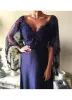 Nuovo design in pizzo viola scuro Madre della sposa abiti sexy a V Neck Formale Abito con impacchi abiti da ospite vintage