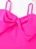 Damskie stroje kąpielowe 2024 Bowknot Solid Swimsuit Kobiet One Piece Pink Female Beachwear Bakers Bathing Swimming Swime