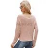 Women's Sweaters Outwear versatile top with drawstring irregular solid color knit shirt Sexy V-neck long sleeved sweater fashion T Shirt tops