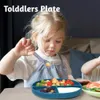 Baby Safe Sucker Silicone Dining Plate Solid Cute Cartoon Children Dishes Suge Togle Training Table Seary Barn Feeding Bowls 240409