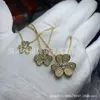 Designer Brand Hoge Versie Van Dikke Goud Gold Electroplated 18K Lucky Clover volledige diamanten ketting van dezelfde stijl