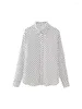 Women's Blouses Girls Casual Turn Down Collar Long Sleeve Summer Loose Shirts Dames Fashion Polka Dot Print Single Bresated White Tops