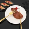 Knives 6Pcs Mirror Gold Stainless Steel Flatware Cutlery Set Sharp Dinner Steak Knife Dinnerware Home Table Silverware