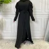 Vêtements ethniques Simple Open Abaya Dubai Kaftan Muslim Cardigan Abayas Robes pour femmes à lacets Kimono Robe Femme Caftan Turc Islamique