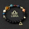 Bangle Universe Galaxy Osiem planet 12 Bracelet konstelacyjny dla kobiet Kamień Słoneczny Naturalny Kamień Słoneczny Bracelety Libra Virgo Leo Jewelryl240417