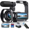 Hoogwaardige 8K 64MP videocamera met 18x digitale zoom, 30-inch flip-scherm, 32 GB SD-kaart, afstandsbediening, twee batterijen-perfect voor YouTube-vlogging