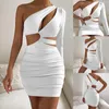 Casual Dresses Women's Sexy One Shoulder Long Sleeve Hollow Out Hip Wrap Dress