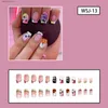 Faux Nails Nouveaux Halloween Faux Nails Migne Skull Batch Pattern Design French Press on Nail Patch portable Couverture complète Tips de ongles artificiels Y240419