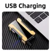 New Dual Arc USB Charging Portable Windproof Metal Lighter Pulse Plasma Flame Cigar Cigarette Men's Gift