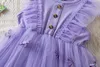 Flickas klänningar 1-5 år flickor prinsessan klänning för ny fjärilsmask flygande ärmar klänning flickor modeklänningar 2024 söta flickor sommar casual wear d240423