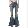 Jeans pour femmes mode haute taille creux bandage double fermeture à glissière plies épissées en jean pantalon 2024 pantalon de design w829