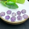 Länkarmband 5st Natural Amethyst Flower Carving Healing Reiki med Hole Fashion Jewelry For Friends Holiday Gift 13-15mm