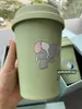 Designer Tumblers Cup Classic Green Elephant Coffee Cup Classic Letter Gedrukte roestvrijstalen isolatie Cup Outdoor Handy Cup Mok 350 ml met geschenkdoos