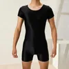 Men's Shorts Men Romper Sleek Stretchy With Short Sleeves Solid Color Tight Fit For Fitness Nightclub Wear Sleeve