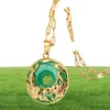 14K ZŁOTY Naszyjnik Szmaragdowe wisiorki dla kobiet luksusowych Colgante de 925 Mujer Green Jade Emerald wisior topaza Naszyjniki CX28426027