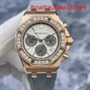 Womens AP Wrist Watch Relay Royal Oak Series 26231 ou feminino 18k Rose Gold Original Diamond Panda Face 37mm Relógio mecânico automático