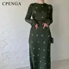 Ubranie etniczne 2024 Nowa zielona sukienka na imprezę eleganckie muzułmańskie sukienki dla kobiet Dubai Abaya Long szat
