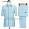 Fashion Men Suits Set Chinois Tunic Costume Summer Beach Wedd