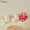 Tregren 012 месяцев рождена Baby Girl Sandals First Walkers Shoes Floral Print Big Bow Cuttout Soft Sule Summer Home Casual 240415